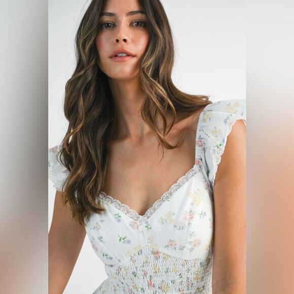 Floral Ruffle Sleeve Dress - Picture 10 of 15